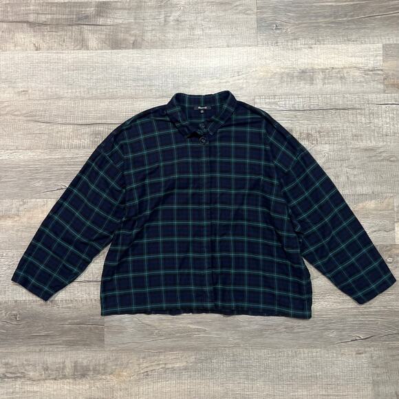Madewell Flannel Bromley Button Up Shirt in Bryanston Plaid Womens Size XL Top - Picture 2 of 7